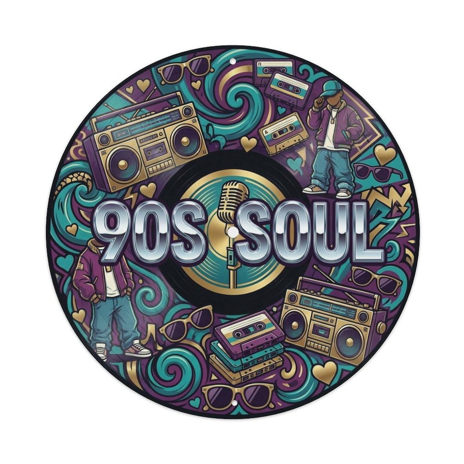 Rhythm Blues Vinyl Records 90s Boombox Music Cover Metal Tin Sign