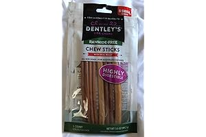 Dentleys`s Rawhide-Free Chew Sticks with Real Bully Highly Digestible 5-6 inch Sticks