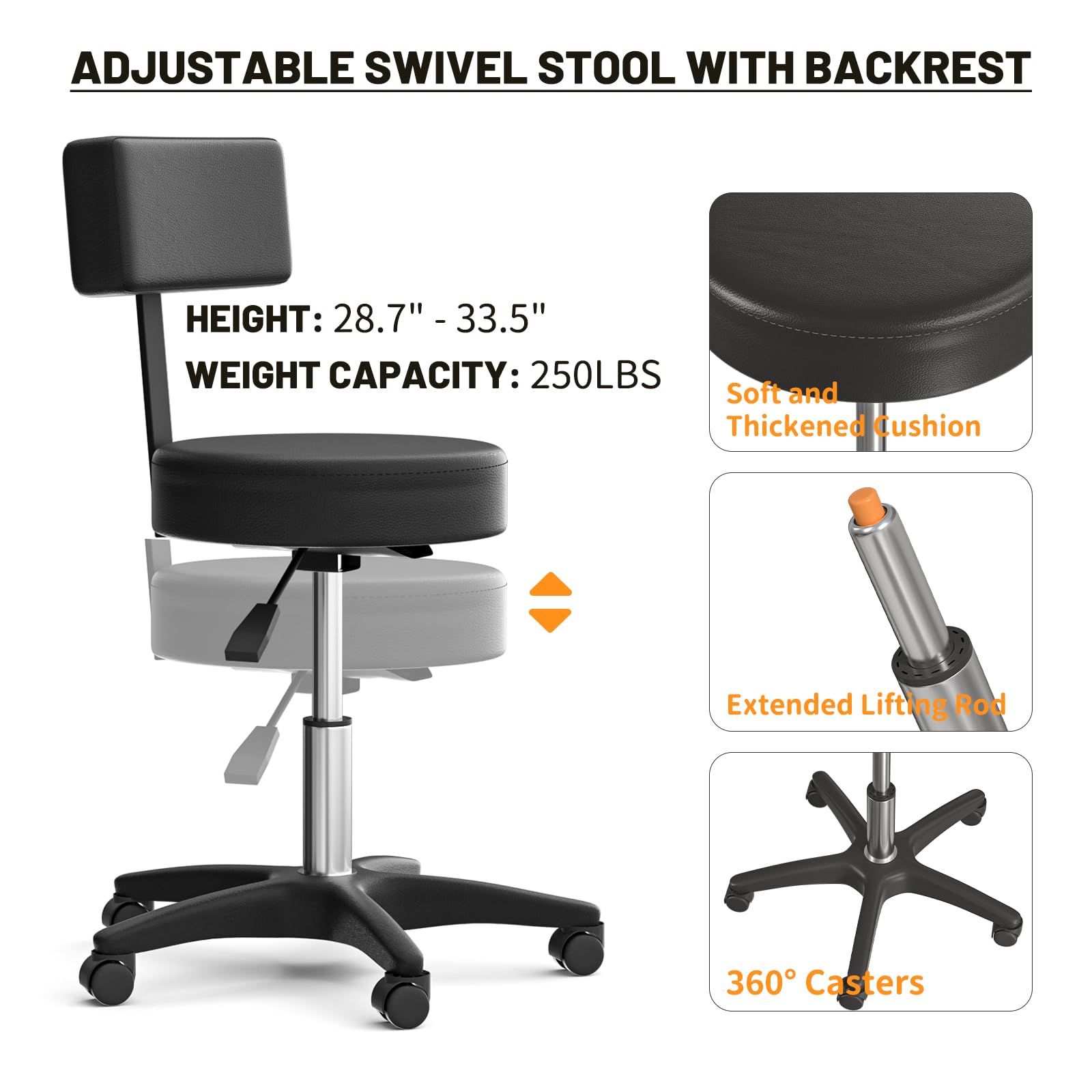 ABTSalon Tattoo Chair for Client Lash Chair Lash Bed Spa Chairs for Esthetician Facial Beds for Esthetician Bed Hold Up to 400lbs: Tattoo Chair53-black