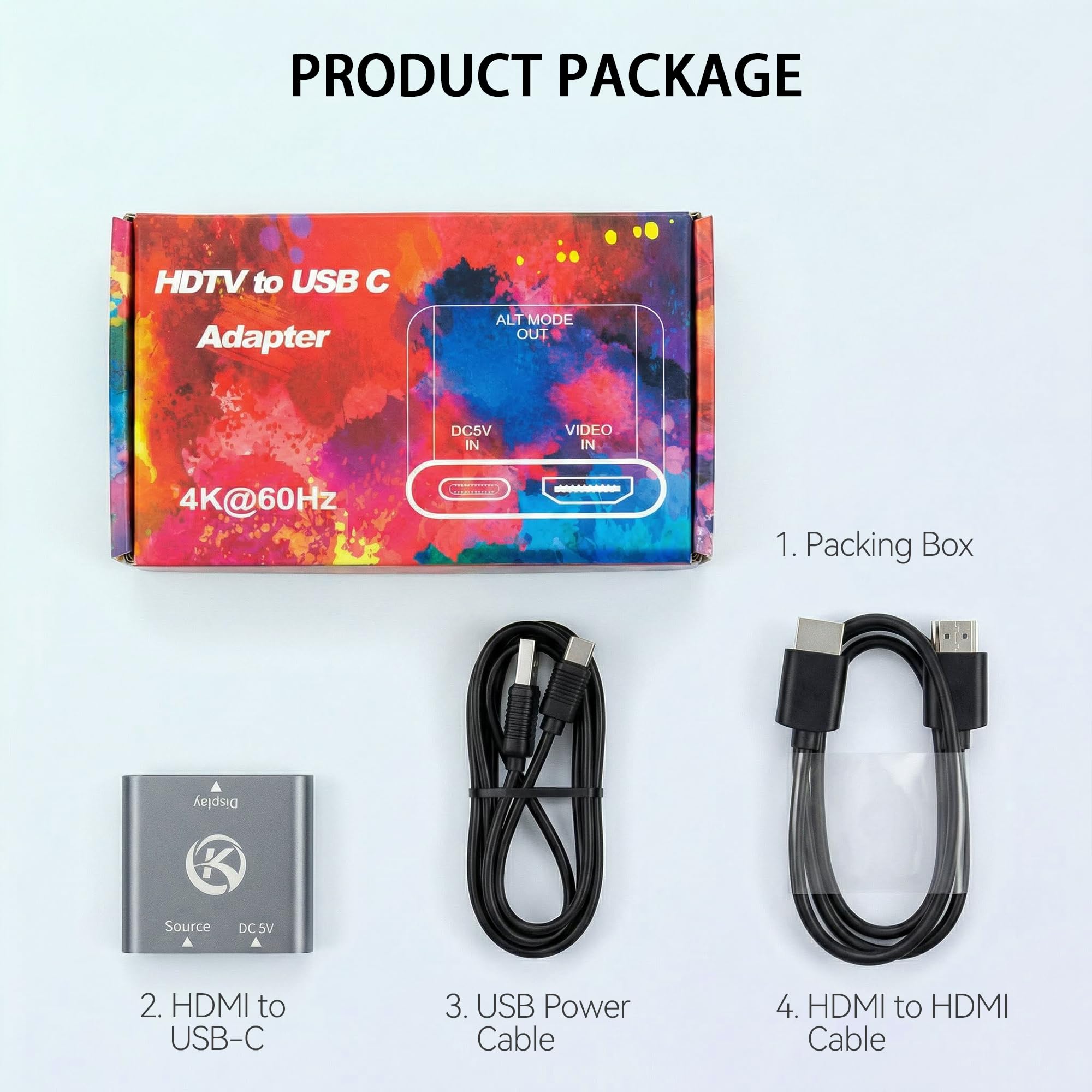 Adaptateur HDMI vers USB C pour Switch OLED/Switch 2, PS4/5, Xbox, Box TV, HDMI source vers USB C écran, compatible avec les lunettes AR Viture/RayNeo/Xreal/Rokid et les écrans portables, 4K@60Hz