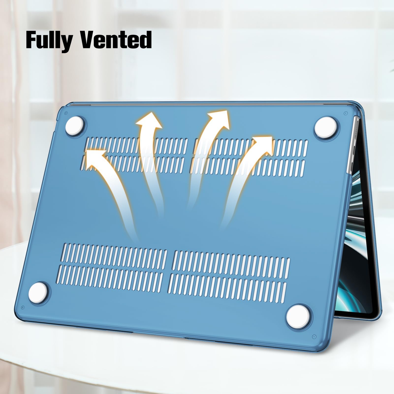 Dl3 Mobilak Compatible with MacBook Air 13.6 inch Case M3 A3113 M2 A2681 Touch ID, Protective Hard Shell Cover for MacBook Air Case M2 M3 13 inch Chip 2024 2023 2022 Release (Blue)