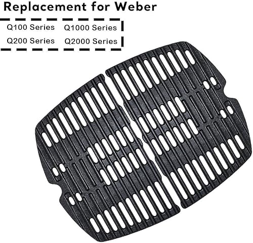 Miniatura 5 de Uniflasy 7644 Rejillas de cocción de hierro fundido para Weber Q100, Q1000, Q120, Q1200, Q1400, 516001, 516002, 50060001, 51010001, 51060001, Baby Q