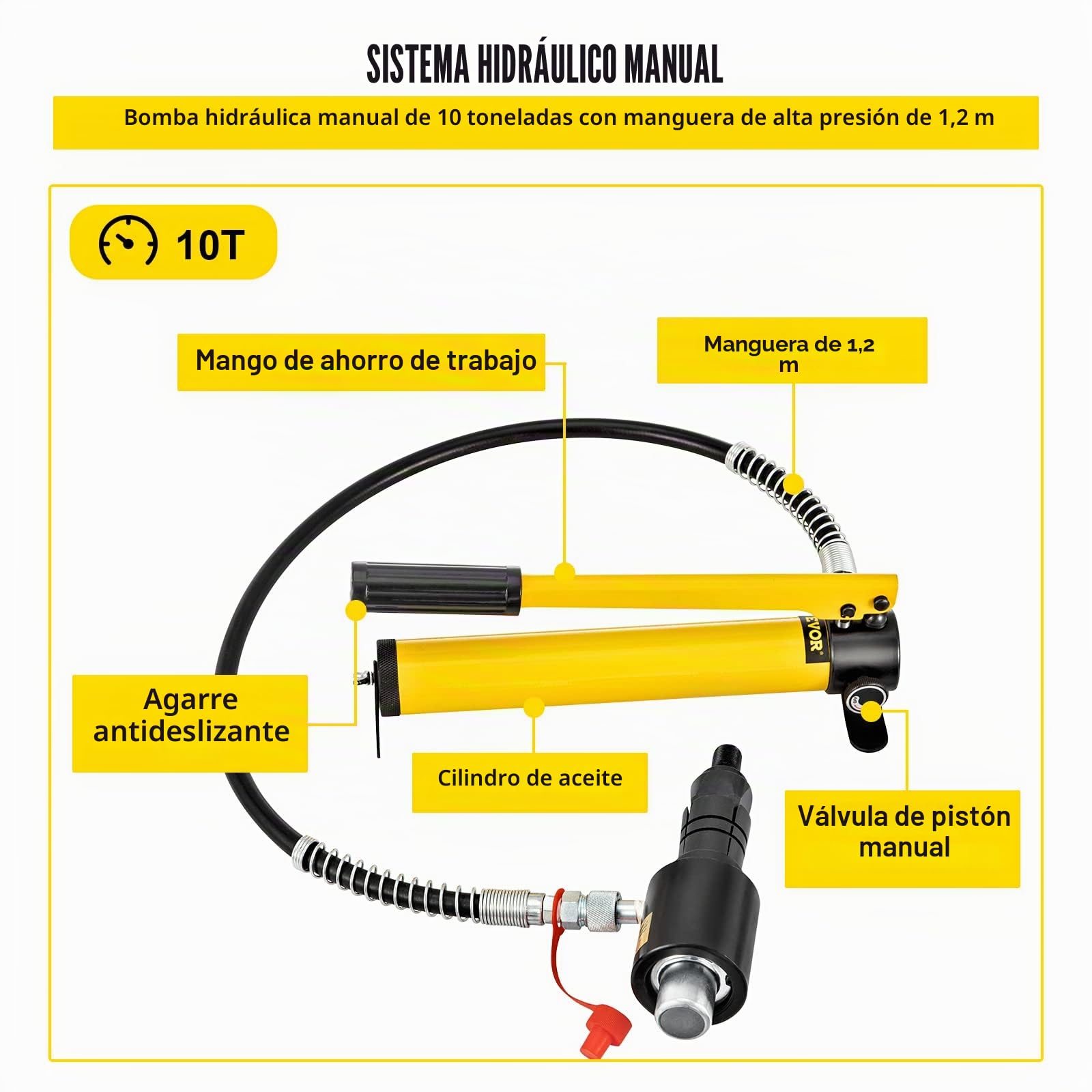VEVOR Expansor de tubo de escape hidráulico tamaño 1-5/8" a 4-1/4" estirador de tubo hidráulico manual 10T 4 troqueles 2 cajas de almacenamiento para tubos de cobre y aluminio reparación de automóvil