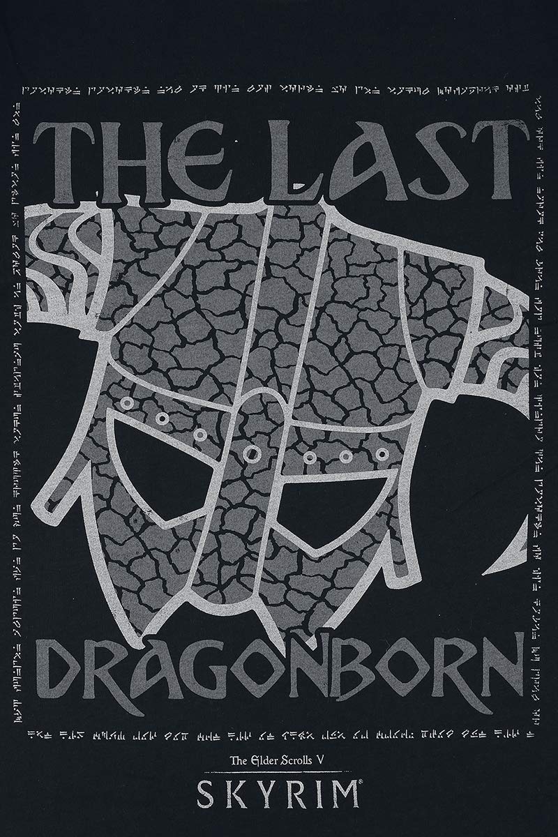 The Elder Scrolls V Skyrim The Last Dragonborn Hombre Camiseta Negro XL Algodón