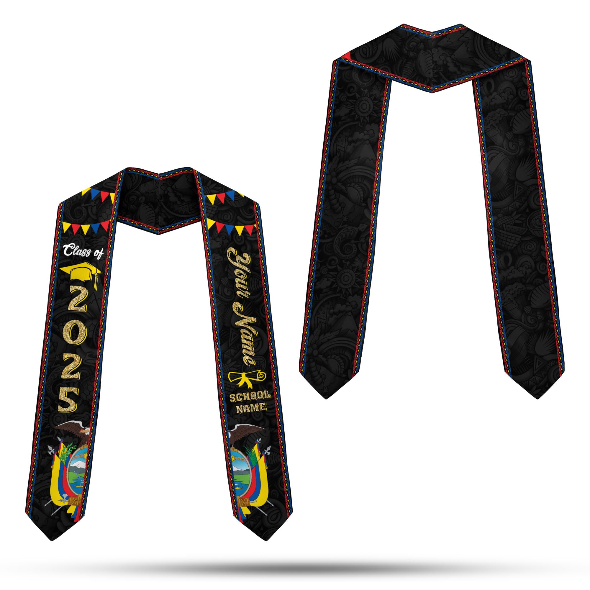 MonkeyVan Ecuadorians Graduation Sash Custom Ecuadorians American Flag Graduation Sash 2025 Ecuador Graduation Stole Ec19
