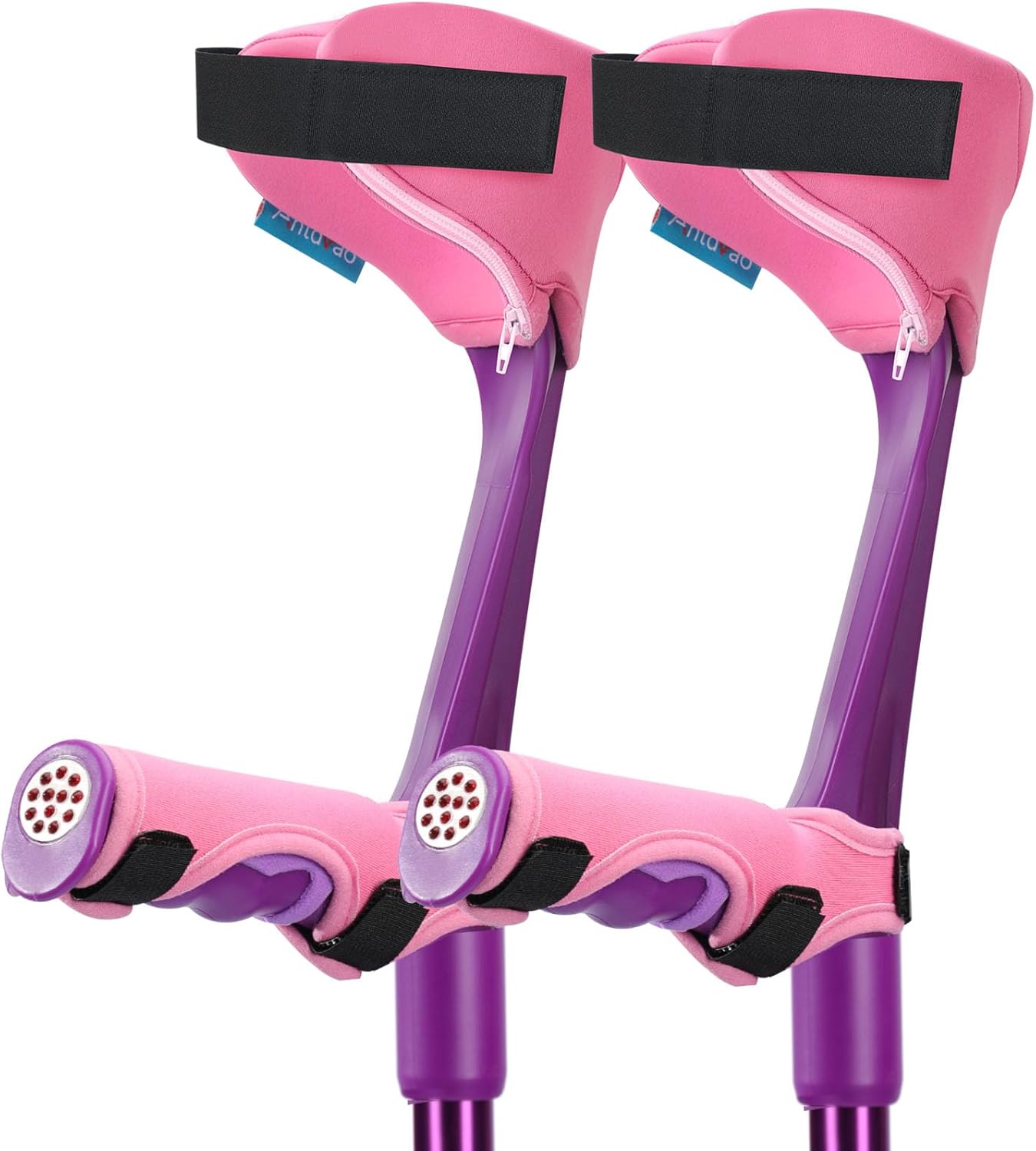 Forearm Crutches Pads(x4 Units), Elastic Crutches Padding for The Elbow, for Open Cuff Crutches, Shock Resistant Increases Walking Comfort Forearm Crutch Pads (Pink Kit) Without Crutches