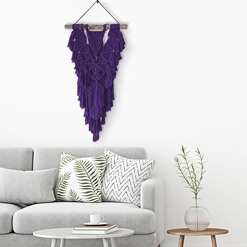 Miniatura 5 de ZUEXT - Cordón de algodón de macramé de 0.157 in x 547 yardas, cuerda trenzada natural hecha a mano violeta oscuro morado de 4 hebras para colgar en