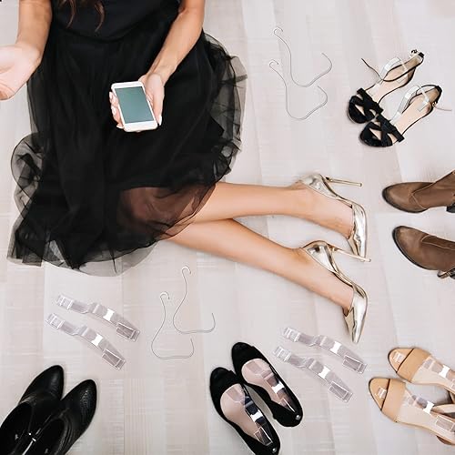 Miniatura 4 de TXIN 10 unids/5 pares de acrílico transparente sandalias zapatos soporte de exhibición insertos titulares zapato estante soporte de zapatos para