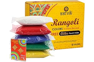 SATVIK Glittery Rangoli Colors Pouches with Holes for Easy Application
