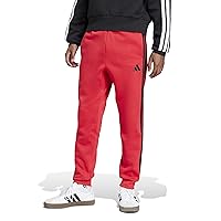 adidas Homme Essential Three Stripes Fleece Pant, Pure Ruby/Black