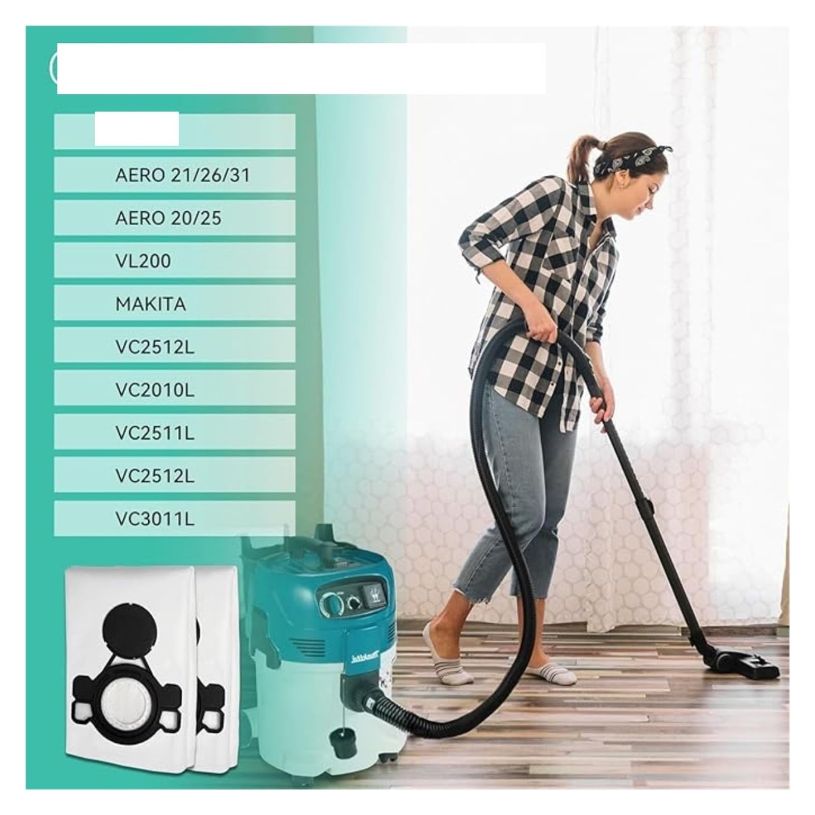 Bolsas De Aspiradora, Compatibles Con Makita, VC2000L VC2010L VC2012L VC2511L VC2512L VC3011L, Bolsas Para Polvo, Compatibles Con Alto,Aero20 21 25 26 31(6 PCS)