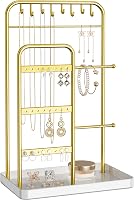 pickpiff Jewelry Organizer Stand - Multi-Tier Display for Necklaces, Bracelets, Earrings & Rings - White Gold Rust-Resistant Holder