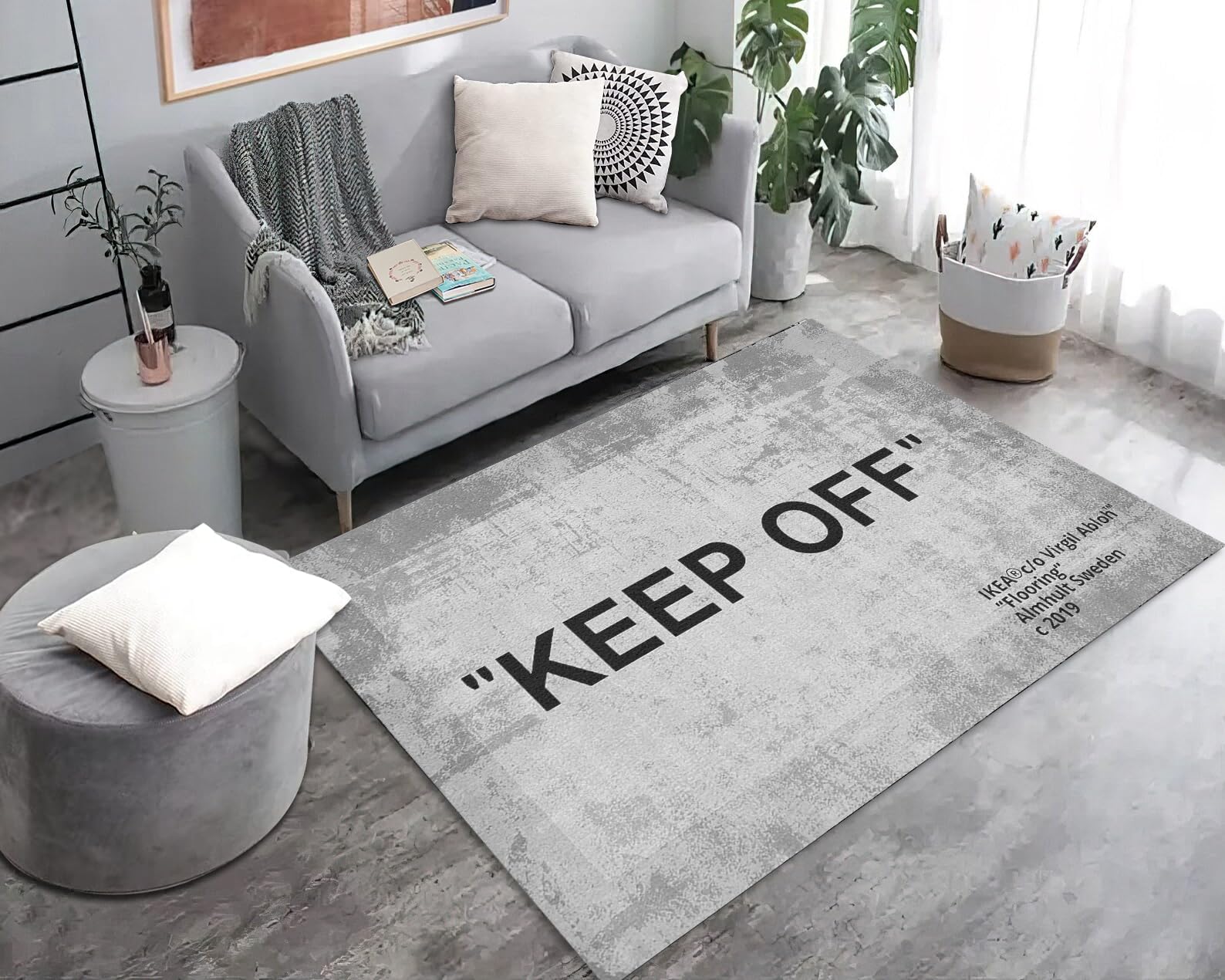 Keep Off Area Rugs Grey 3d Printed Modern Large Carpet