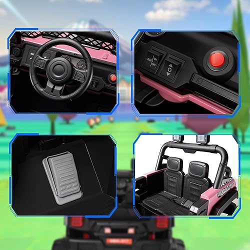 Miniatura 9 de TEOAYEAH Auto eléctrico 4WD para niños ruedas eléctricas con control manual cinturón de seguridad suspensión de resorte baúl de almacenamiento