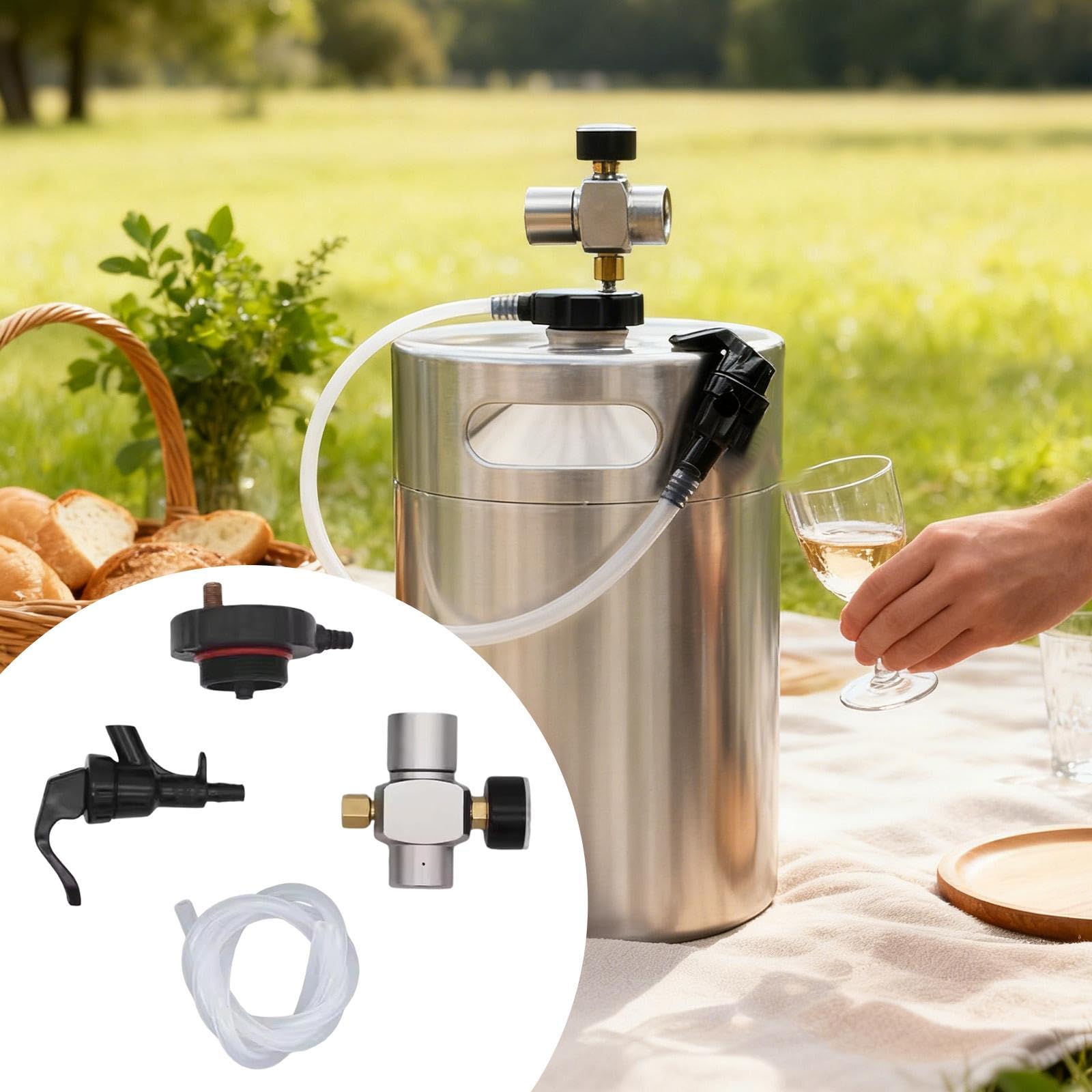 Mini Keg Dispenser Set mit Komplettem Zubehör Wie Bierleitung CO2 Silikonschlauch Und Zapfhahn Zum Leichten Transport für Ausflüge Wohnmobil Ba