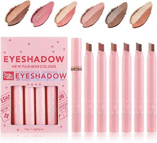 6 Pcs Two Colour Eyeshadow Stick Set, 2 in 1 Shimmer Cream Eye Shadow Sticks, Blendable Gradient Eyeshadow Crayons, Retractable Eye Makeup Pencils for Everyday and Evening Looks