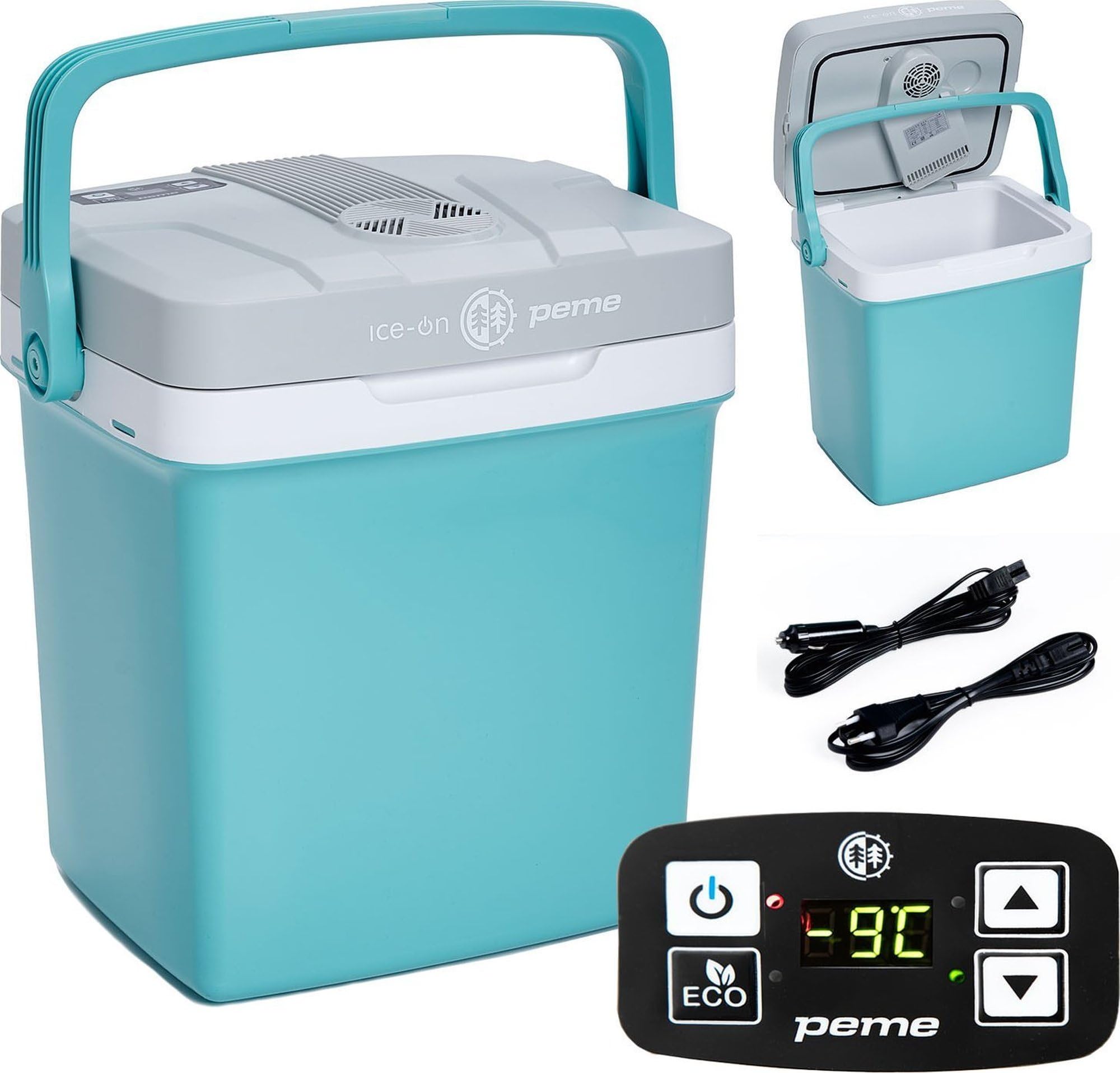 peme Esencial | 23 L | Cool Mint | Termoeléctrico | con Modo Eco | AC/DC | para Enfriar y Calentar | Caja Térmica con Conexión de 12 Voltios y 230 Voltios | Mini Frigorífico para Coche y Camping