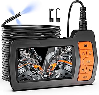 TURNRISE Triple Lens Inspection Camera 1080P: 50FT Semi-Rigid Cable Endoscope with Light - Industrial Borescope with 5" IP...