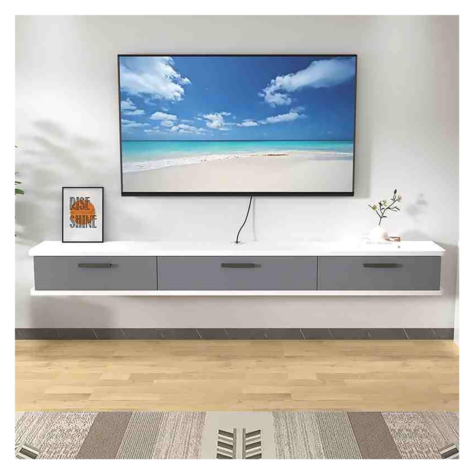 Soporte Flotante para TV, Centro de Entretenimiento de Pared, Consola Multimedia para Debajo del televisor con Espacio de Almacenamiento para Sala de Estar (180 cm/71 Pulgadas)