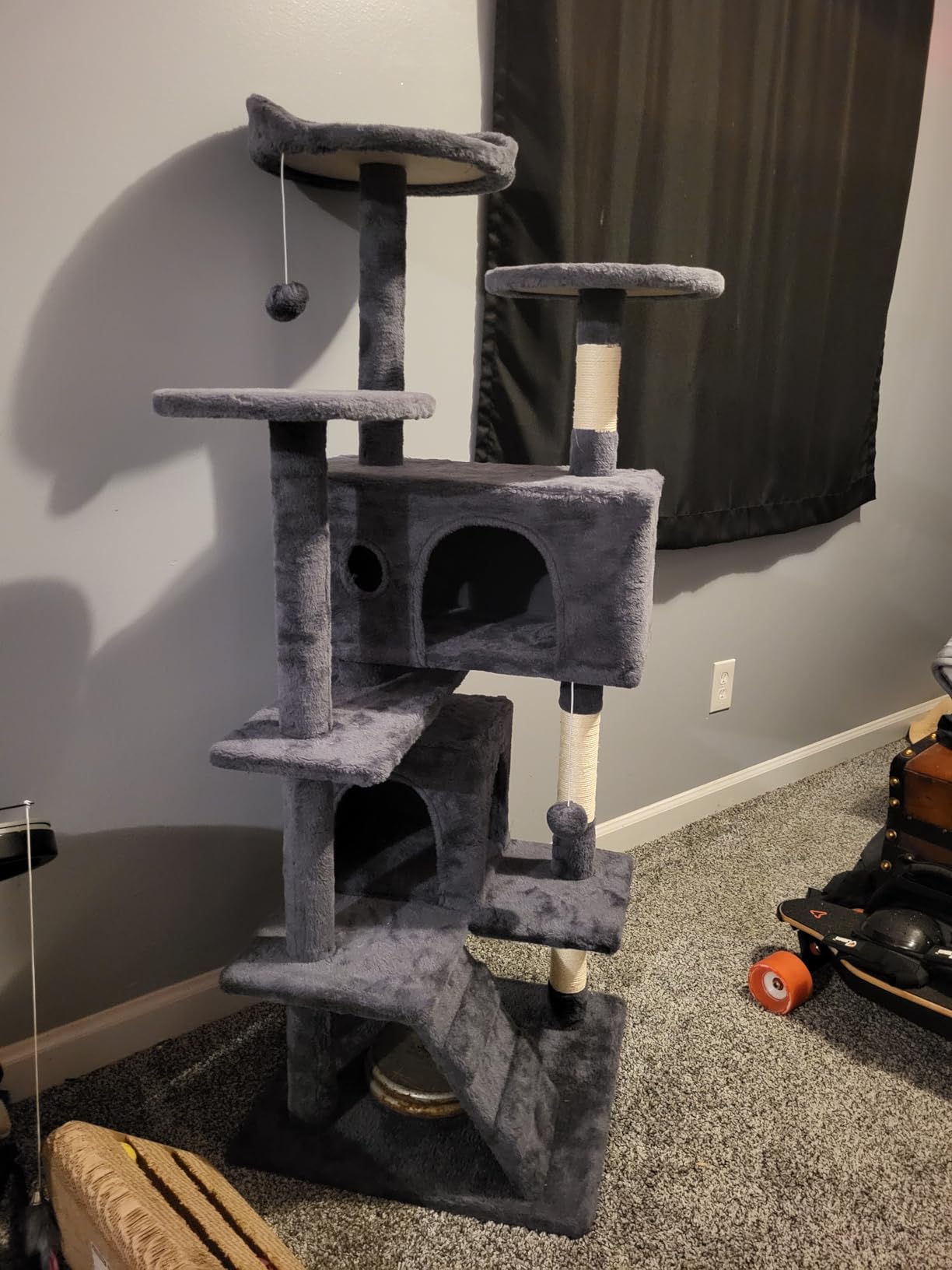 FDW Cat Tree 54in Cat Tower Multi-Level Durable Cat Scratching Post & Cozy Fun Cat Jumping Platform Space Saving Cat Condo Pet Play House for Indoor Cats,Dark Gray photo review