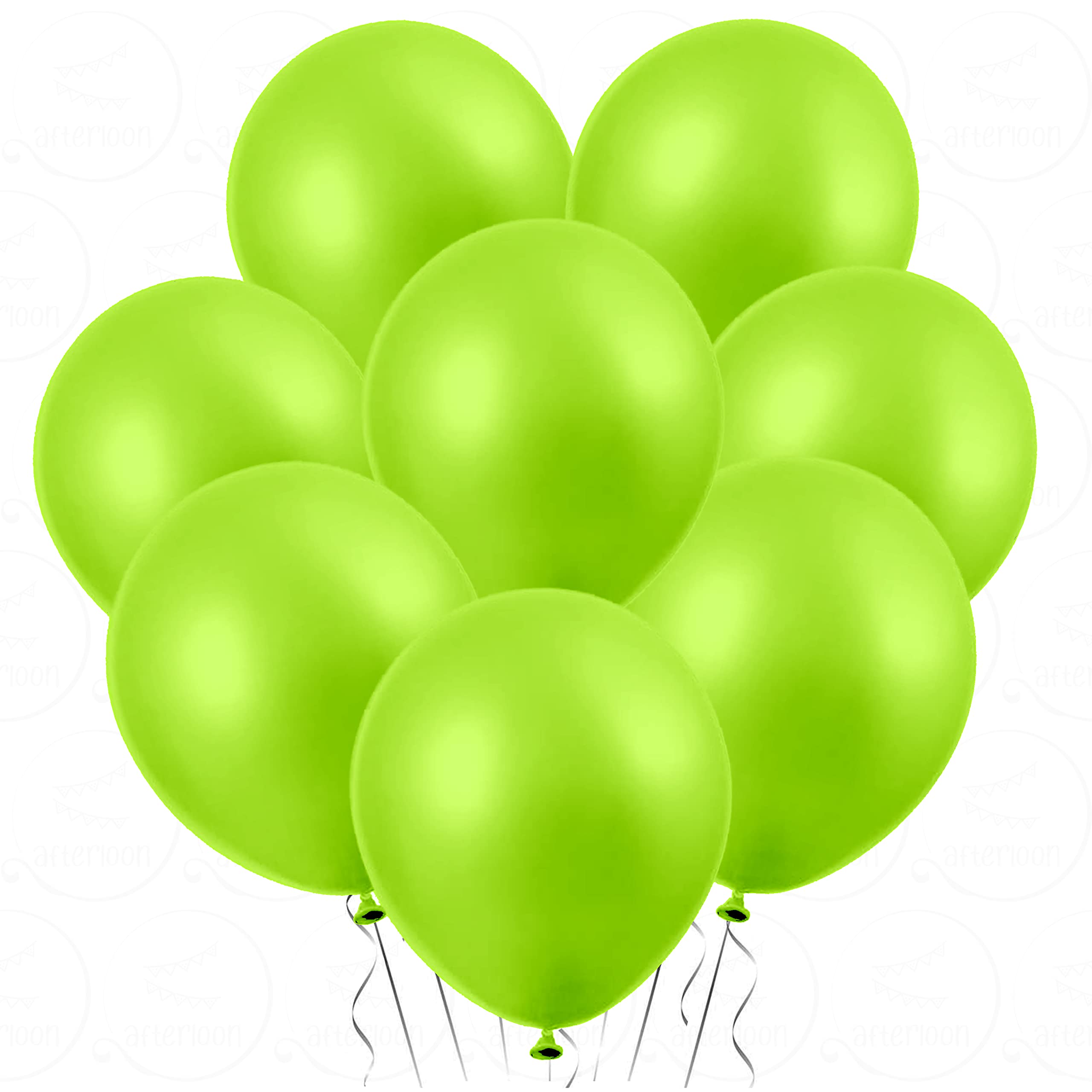 AFTERLOON® Biodegradable Balloons 100 pcs Pearlized Lime Green 12 Inch, Natural Rubber Latex Plastic-Free Alternative Pearlescent Durable Thickened Extra Strong Helium Float, for Garland Wedding Decor