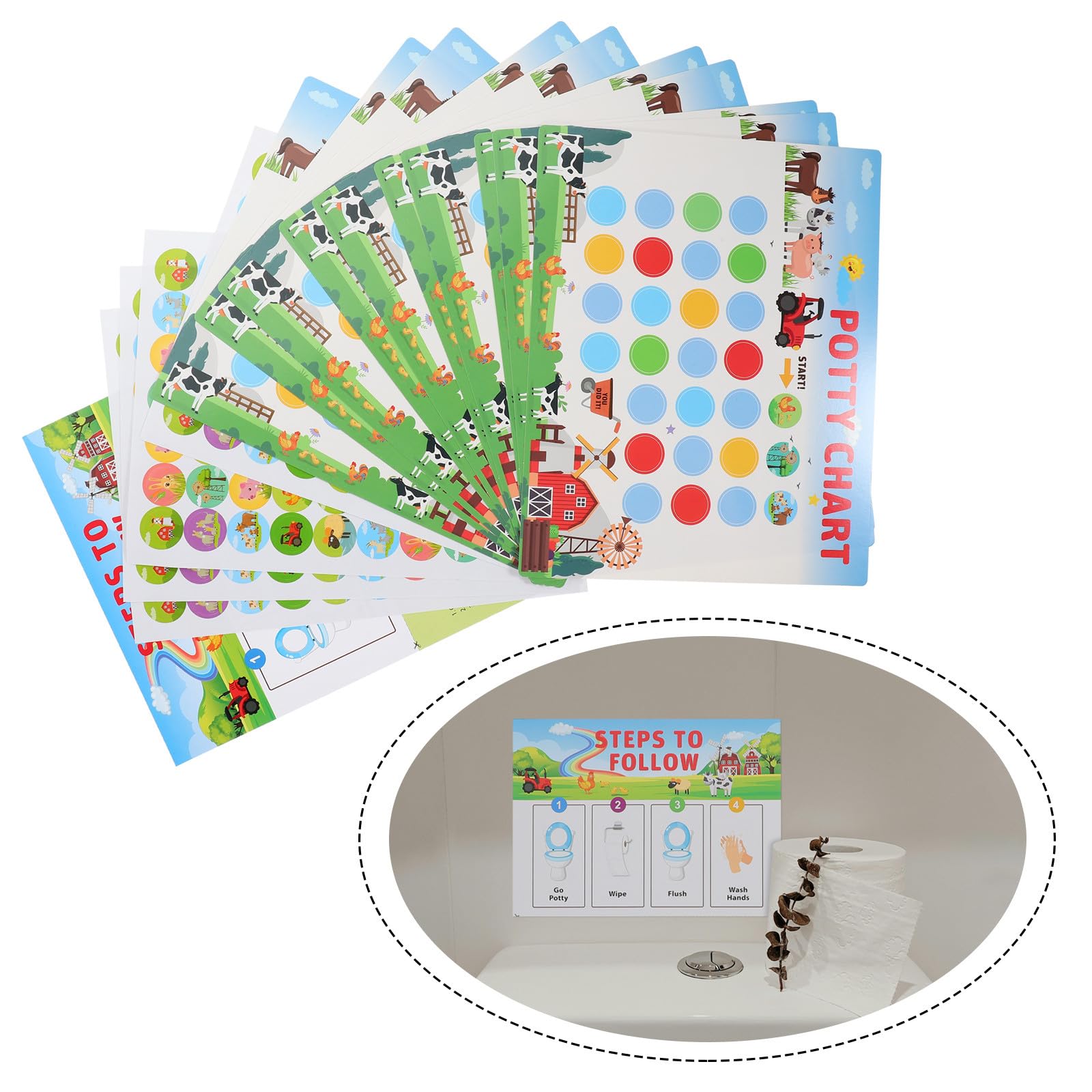 YARNOW Tabla de Entrenamiento con Pegatinas Reutilizables para Niños para Ir al Baño de Papel Que Fomentan el Uso Independiente del Inodoro en Niños Pequeños — view 7