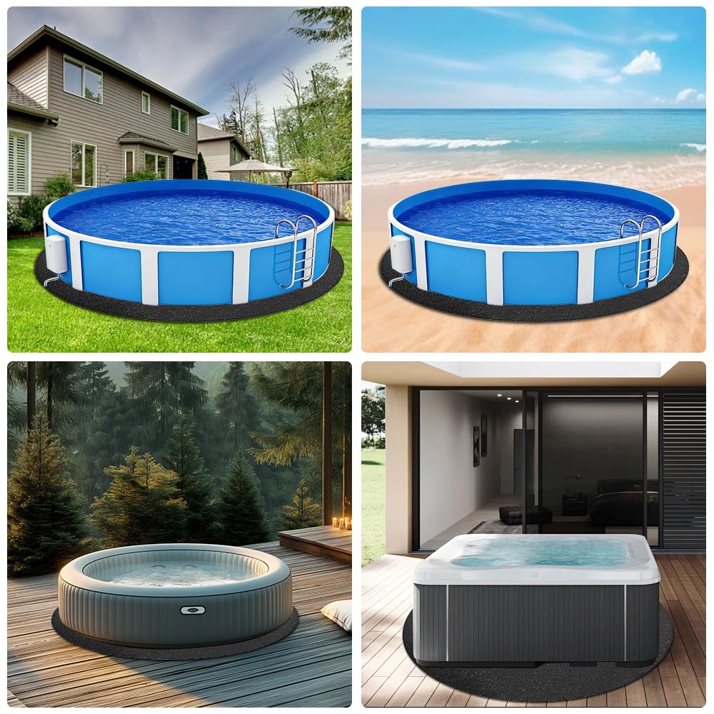 2M Tapis de Sol Piscine, Tapis de Piscine Rond, Tapis de Sol pour Piscine, Antidérapant et Résistant, Rembourrage sous Piscine, Pliable Bâche de Sol pour Baignoires et Piscines Hors Sol