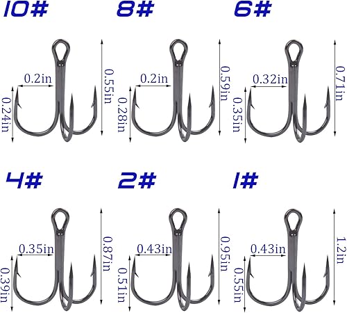Miniatura 5 de Anzuelos agudos de pesca, 180 piezascaja redonda curvada aguda, ganchos agudos de púas fuertes con anillos divididos, ganchos de pesca de acero de