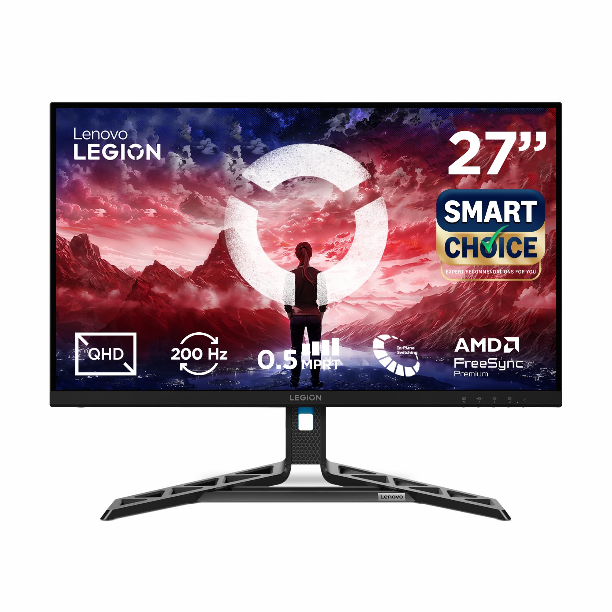 Lenovo Legion R27qe Gen 2 | 27" (68.58cm) QHD IPS 200Hz Gaming Monitor | 0.5ms, AMD FreeSync, 99% sRGB, 2xHDMI 2.1, TMDS, 1xDP 1.4| Tilt, Swivel, Pivot, Height Adjust | Black | 68C7GAC3IN-image-4