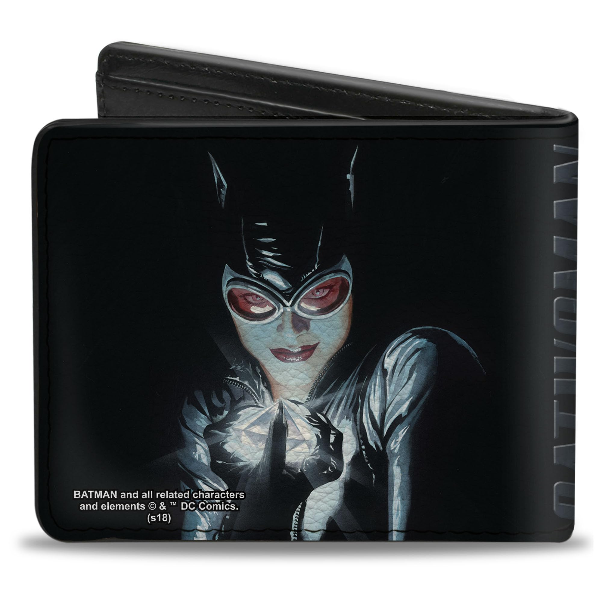 Buckle-Down Men's DC Wallet, Bifold, Catwoman Holding Diamond Batman Issue 685 Comic Book Cover, Vegan Leather, 4.0