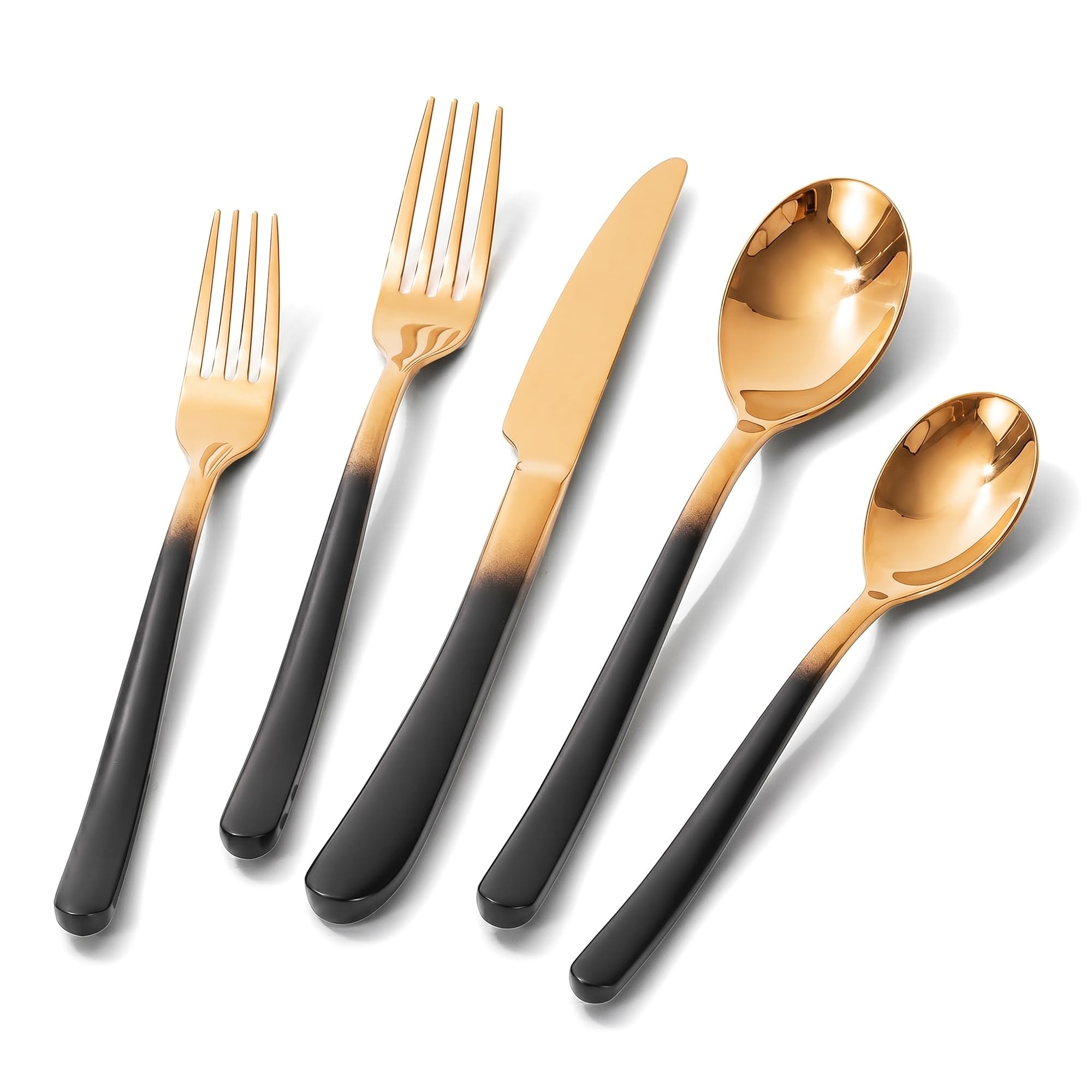 Silverware Set for 4 Black Gold 20 Piece Fancy Flatware Set Stainless Steel