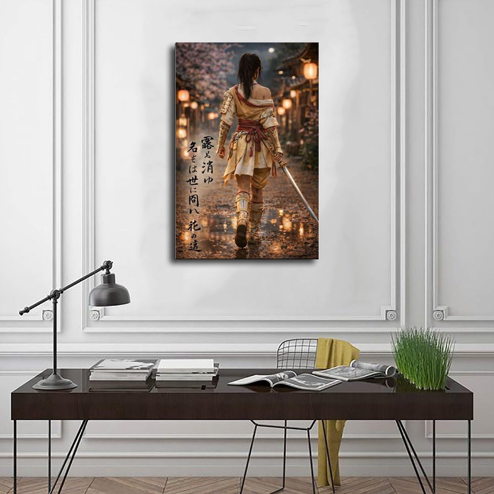 Poster su tela giapponese samurai femminile (35), decorazione per camera da letto, ufficio, stanza, regalo, 50,8 cm L x 76,2 cm W