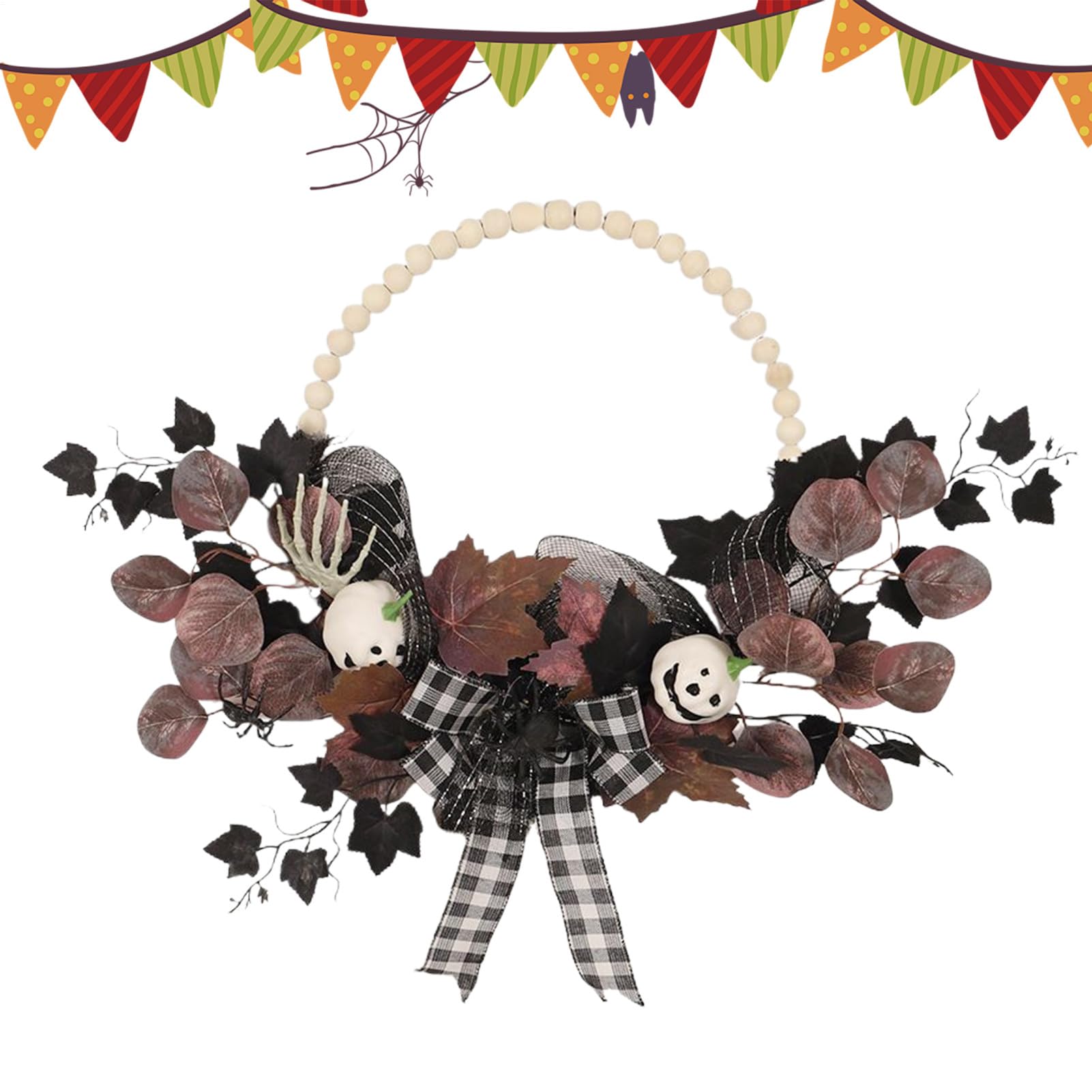 Couronne d'automne feuilles d'érable décoration Halloween pour cuisine et table