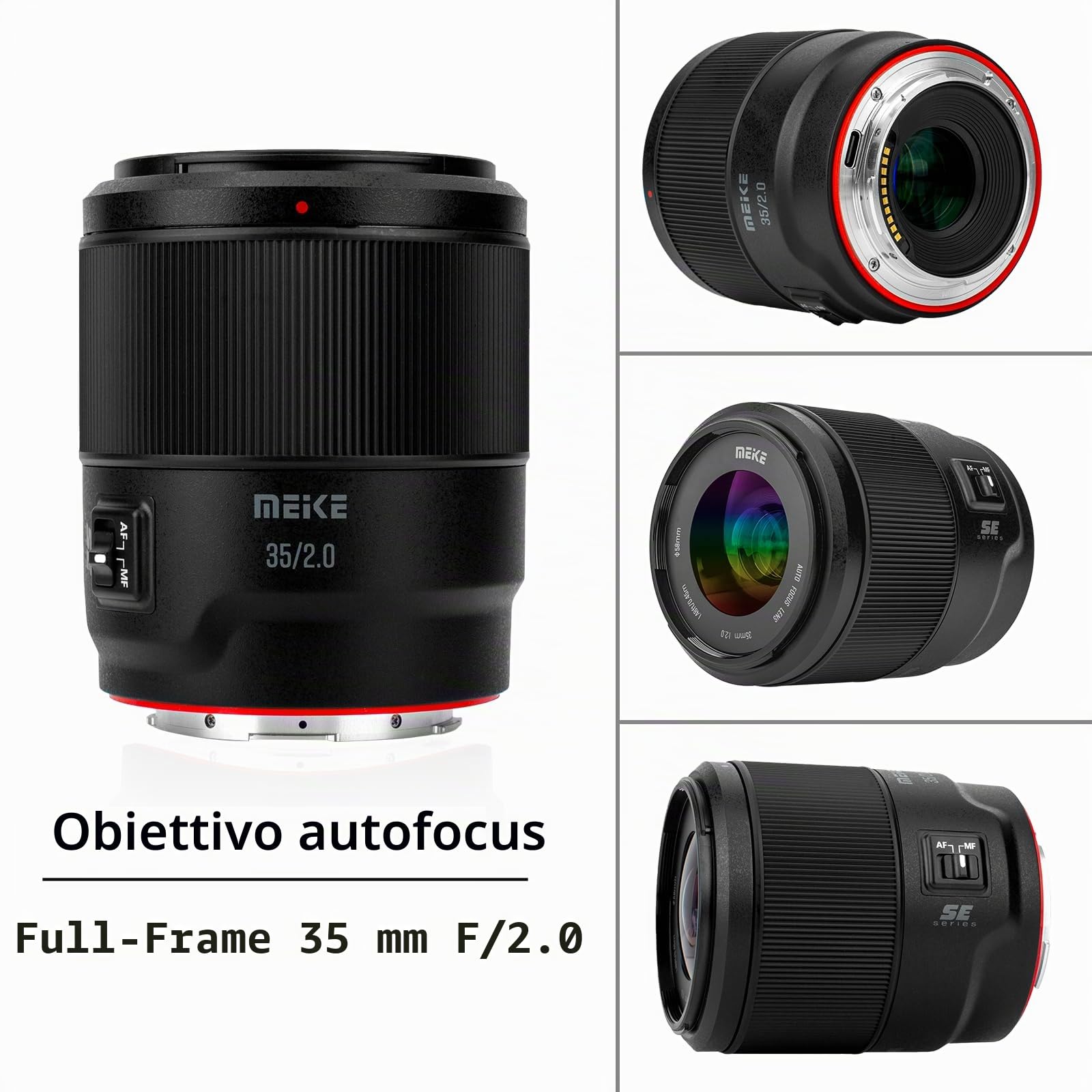 Meike Obiettivo 35 mm F2.0 Full Frame AF STM (motore passo-passo) con ampia apertura di messa a fuoco automatica e obiettivo fisso per fotocamere mirrorless Sony E-Mount A9 A7III A7II A7 A7R3 A7R4