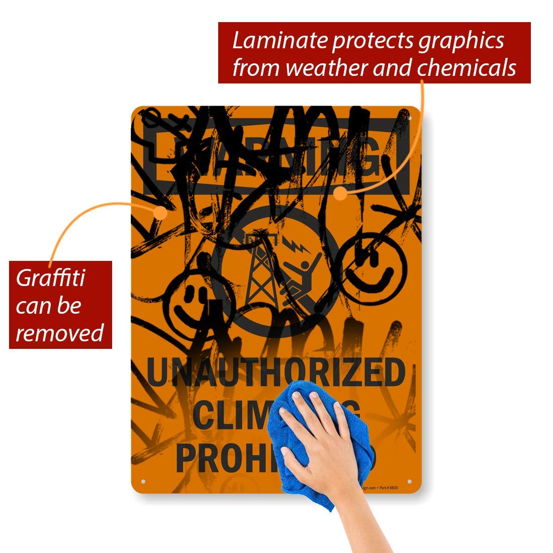 SmartSign: Señal de advertencia «Warning – no autorizado escalada prohibida» | 18" x 24" aluminio