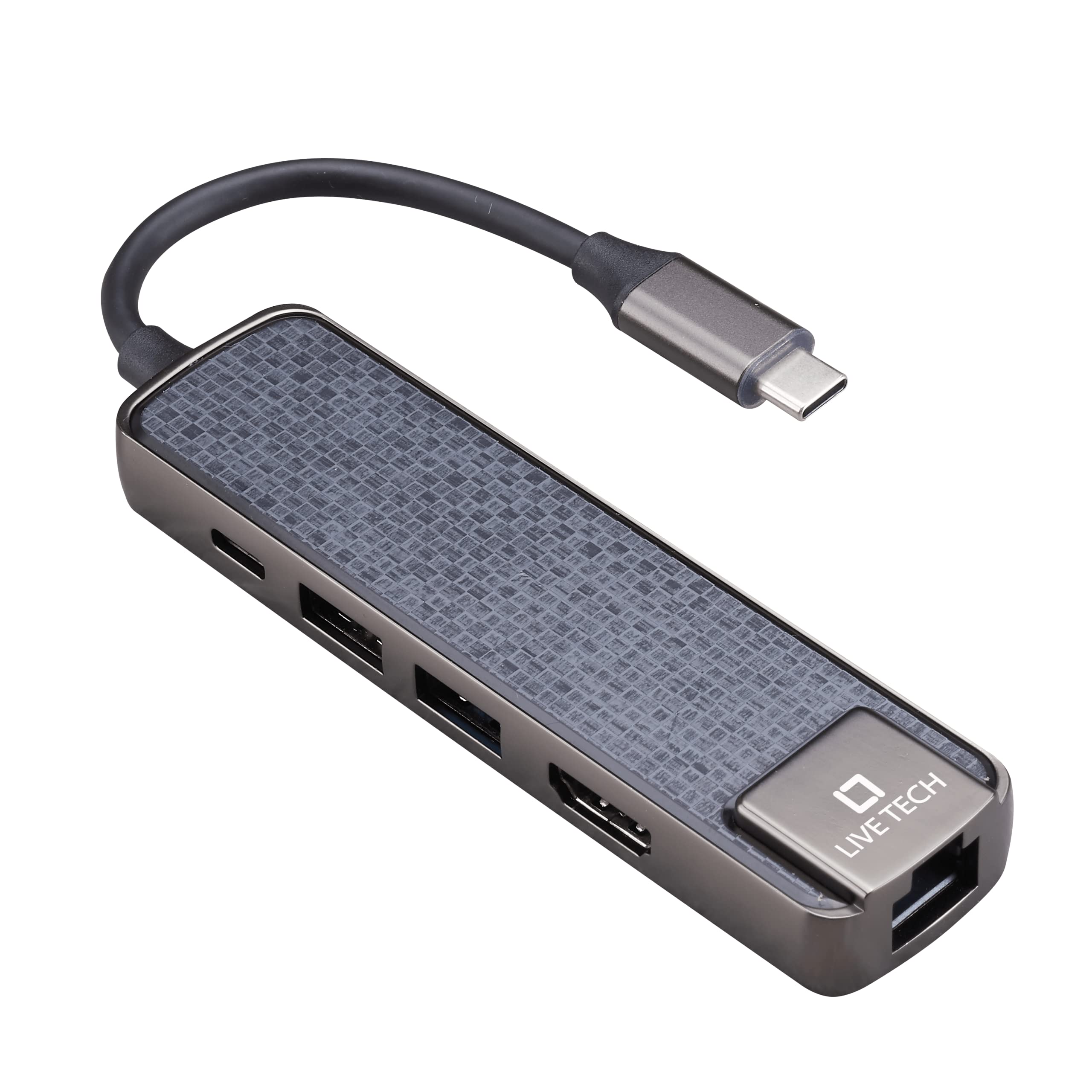 Live Tech Penta USB C Hub, 5 in 1 Type C Multiport Adapter with Ethernet/LAN Port, 4K@30Hz HDMI Port, 2.0 & 3.0 USB Ports and Type-C Port for MacBook Pro, Chromebook, Pad, and USB C Devices, Grey (B09PF7QC2X) Amazon Price History, Amazon Price Tracker