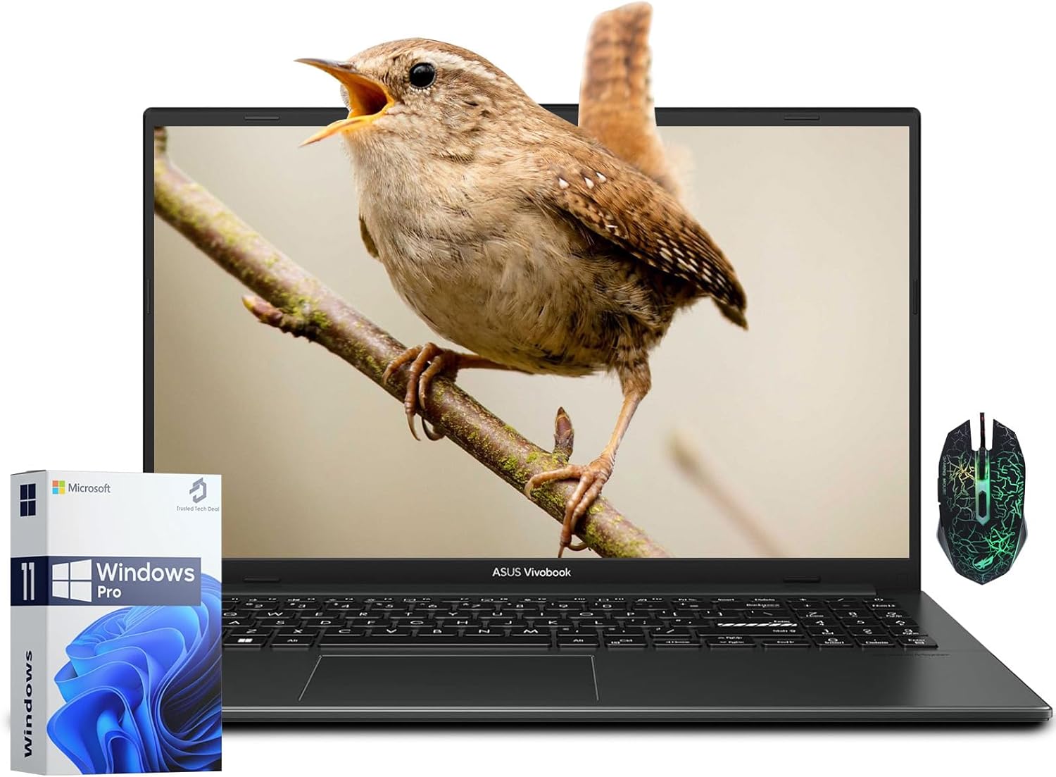 ASUS Vivobook Go 15 Laptop, 15.6" FHD Business Laptops Computer, AMD Ryzen 5 7520U, 16GB LPDDR5 RAM, 512GB SSD, Fast Charging, 180° Lay-Flat, Windows 11 Pro Notebook