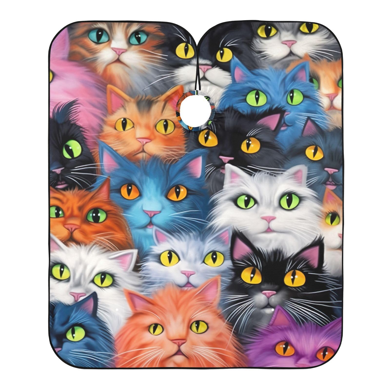 Hezely Funny Cats Colorful Hair Dye Cape, Barber Cape for Adults,Waterproof Salon Cape,Waterproof Hairdressing Styling Hair Cutting, 65