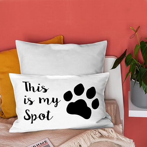 Miniatura 3 de Burosev This is My Spot - Funda de almohada suave con estampado de huellas de perro, divertida funda de almohada decorativa para mascotas, amante de