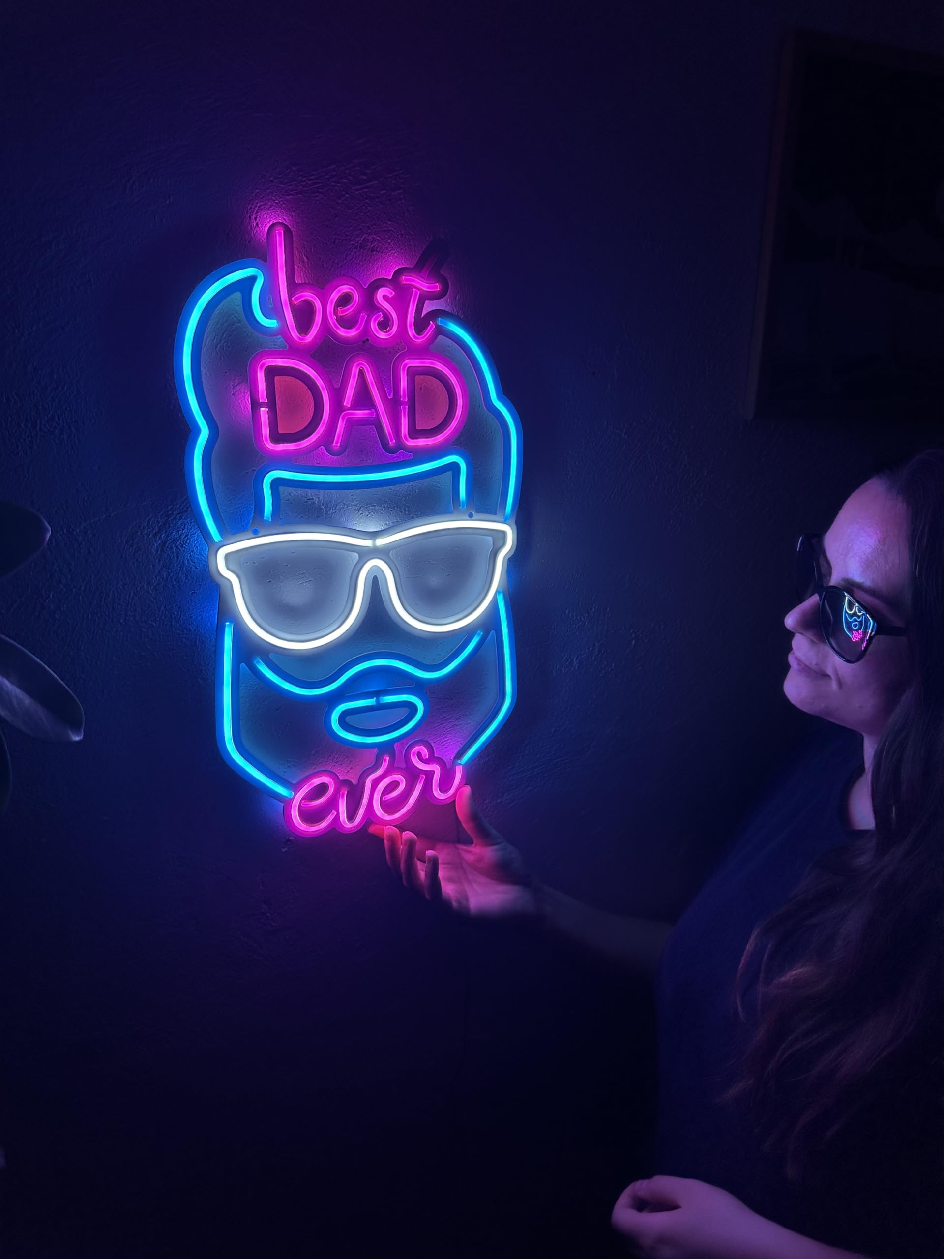 Best Dad Ever Neon Wall Art, Best Dad Ever Neon Sign – Insegna al neon per il papà, insegna al neon per la festa del papà, regalo per la festa del papà, cartello personalizzato a LED, decorazione al