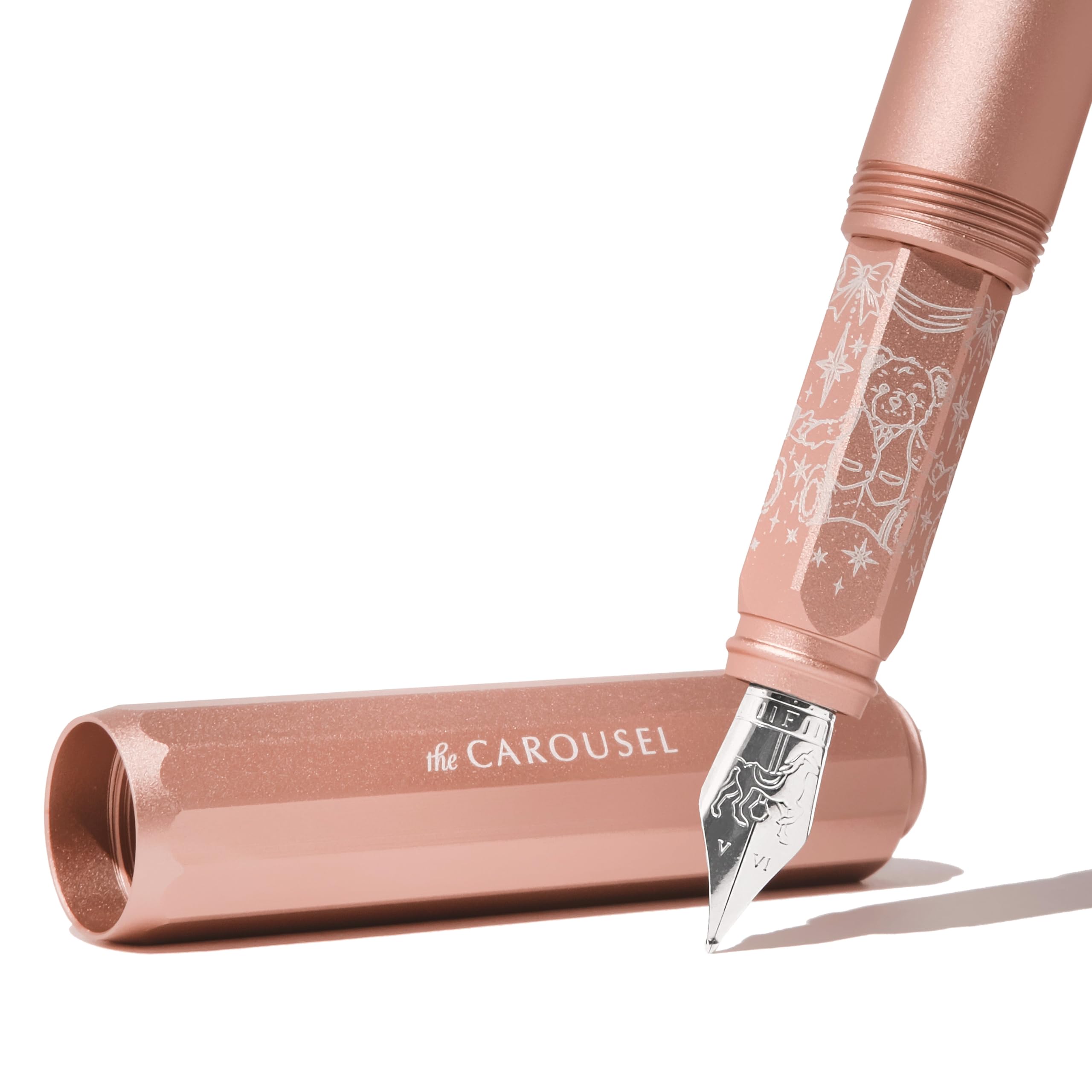 Ferris Wheel Press , Aluminum Carousel Fountain Pen, Rose Petal Plush, Aircraft grade aluminum body - Image 2