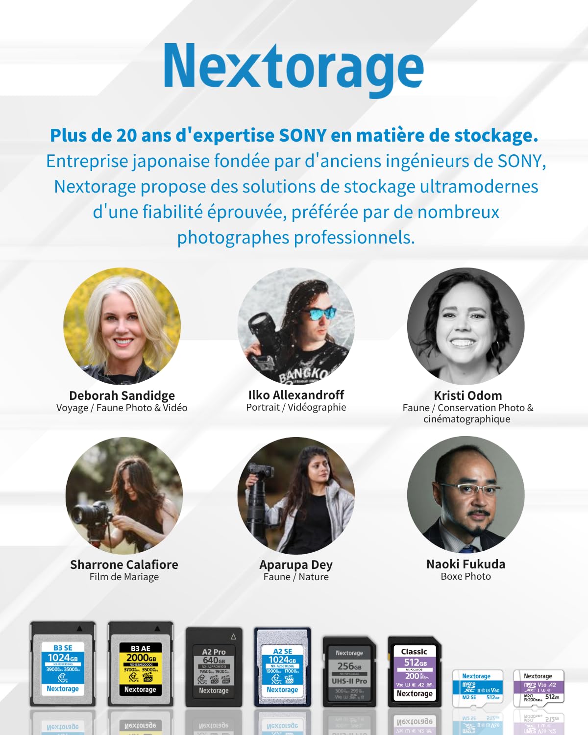 Nextorage Carte SD 512Go, SDXC UHS-I 512GB, SD Card mémoire Japonaise, Accessoires Photo et caméscopes pour appareils Photo Nikon/Canon/Sony/Fujifilm, F2PRO NX-F2PRO512G