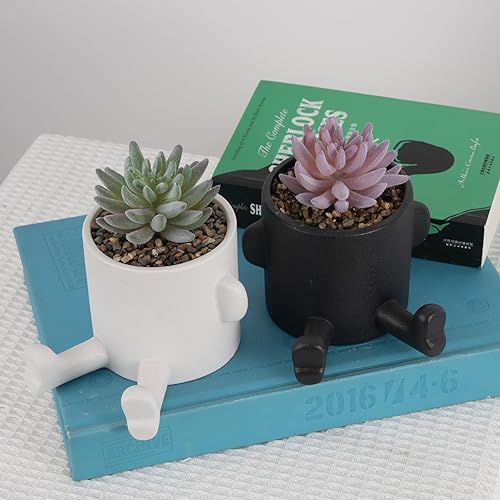 Miniatura 2 de Suculentas falsas, bonitas plantas suculentas artificiales, 2 piezas de decoración de escritorio de oficina con macetas en forma humana para