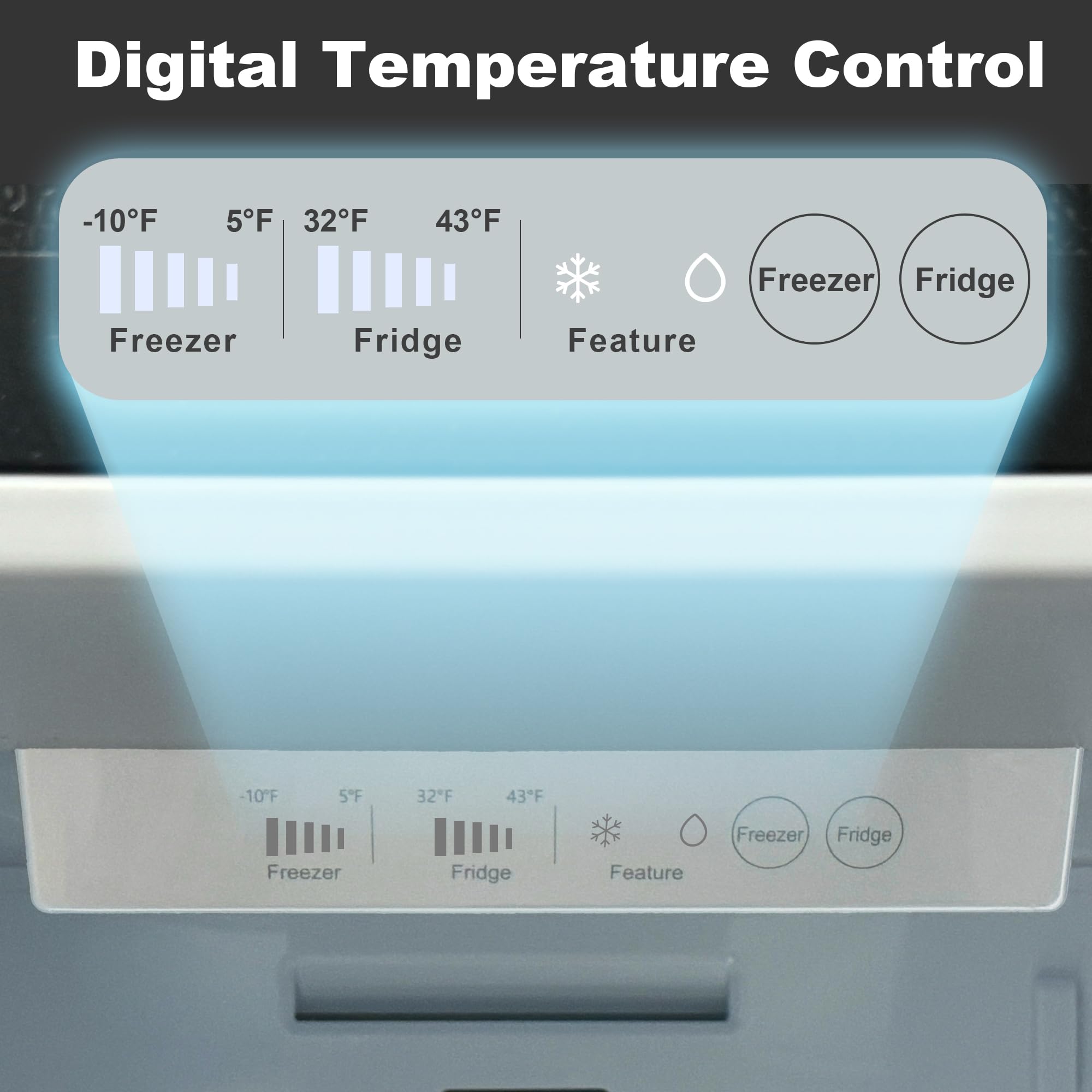 Iceblue 20.7 Cu.Ft. Side-By-Side Refrigerators, 36" Full Size Refrigerator, Zoning Temperature Control Beverage Refrigerator With Freezer, Frost Free Beverage Fridge - Black Stainless Steel on Fridge.com - View 4