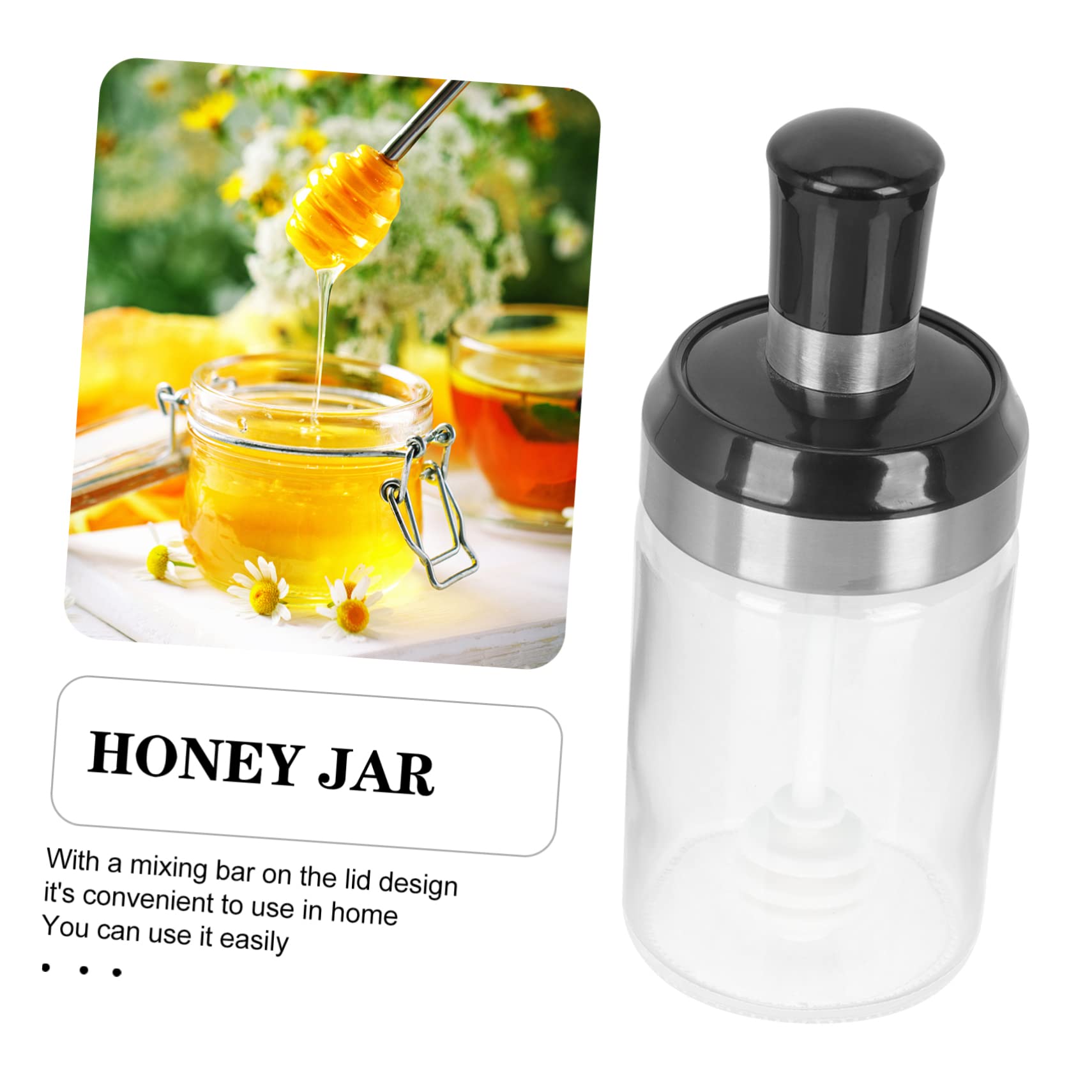 SHOWERORO Honey Storage Jar Spoon Honey Bottle Lids for Home Kitchen Seasoning Bottle