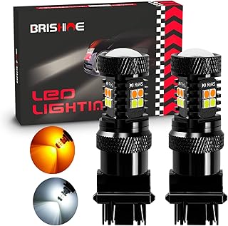 BRISHINE 3157 Switchback LED Bulbs Extremely Bright 3030 Chipsets Xenon White/Amber Yellow 3155 3057 3457 4057 4157 LED Light Bulbs with Projector for Turn Signal Lights(Pack of 2)