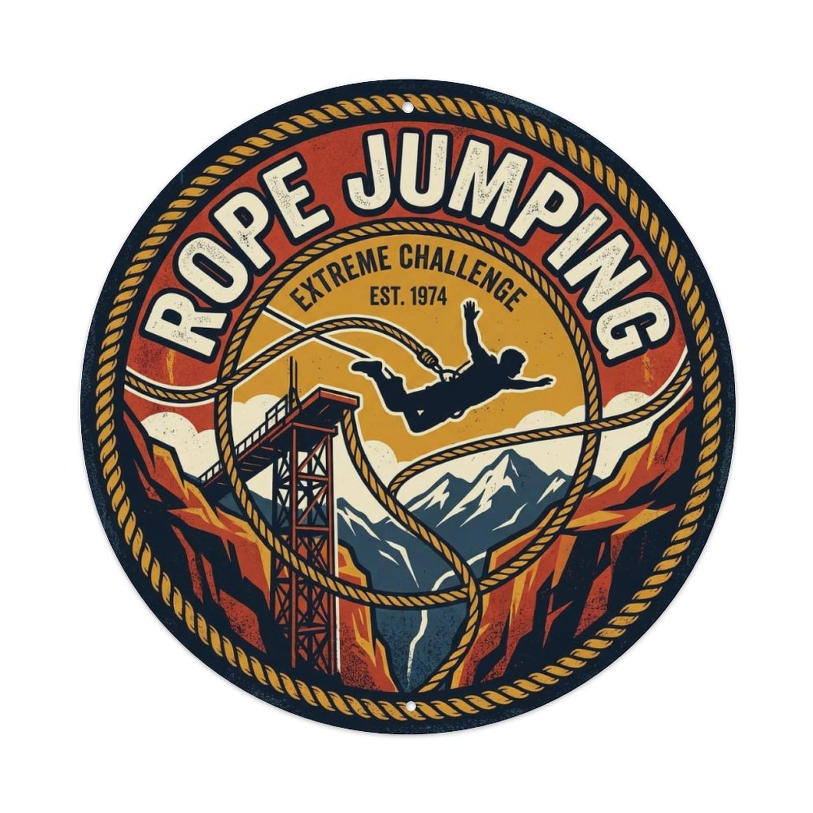 Vintage Rope Jumping Extreme Sports Badge Metal Tin Sign