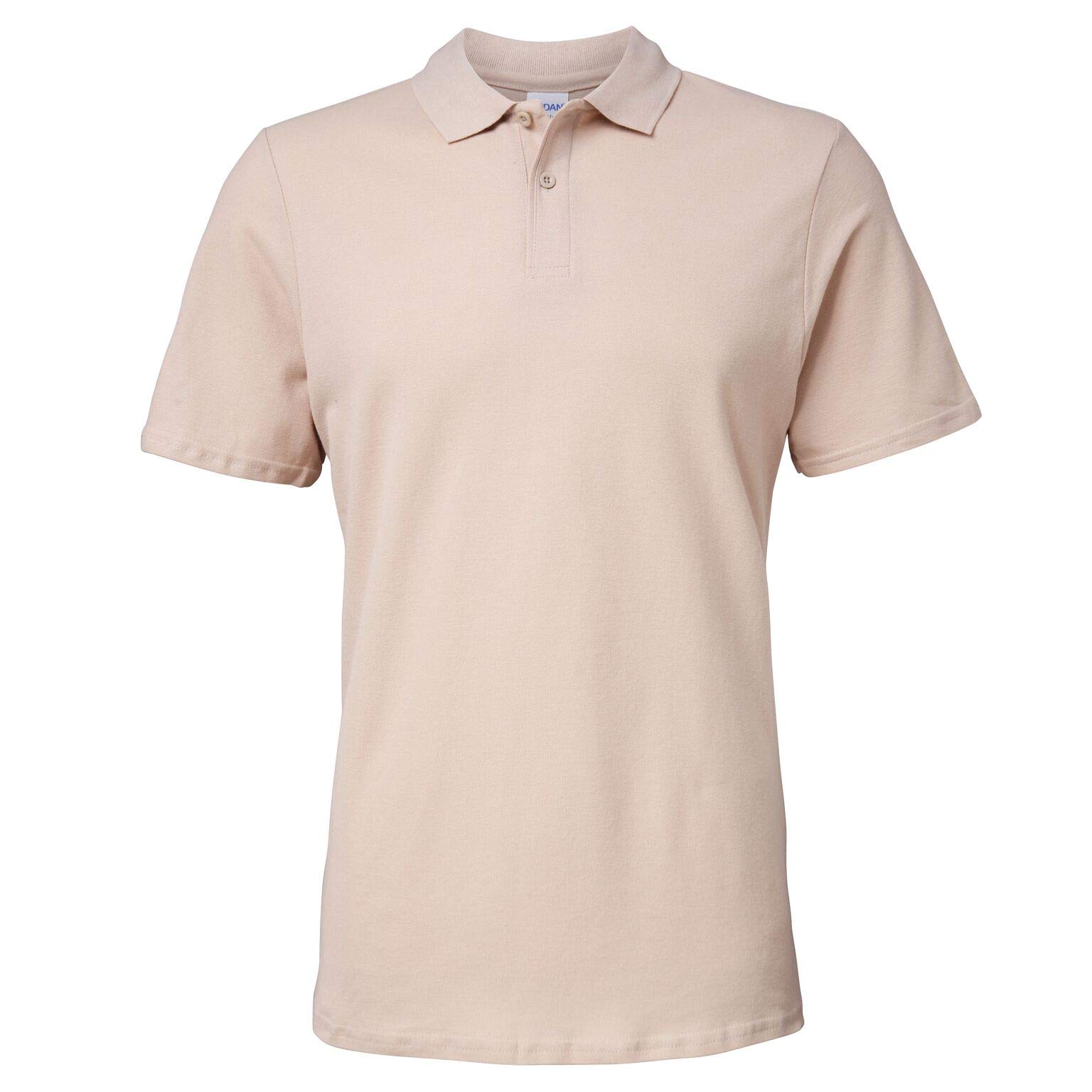 Gildan Men's Sand 64800 Softstyle Adult Double Pique Polo Shirt, Xxl