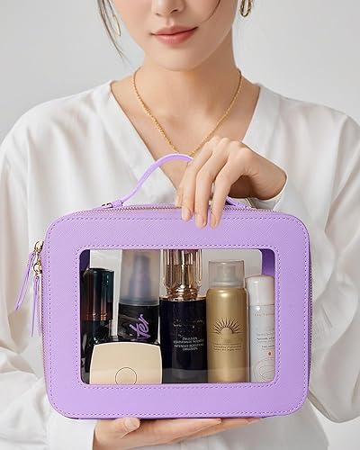 Miniatura 8 de Organizador de bolsa de maquillaje transparente, aprobado por la TSA, bolsa de aseo portátil de viaje multiusos para mujeres, bolsa de maquillaje de