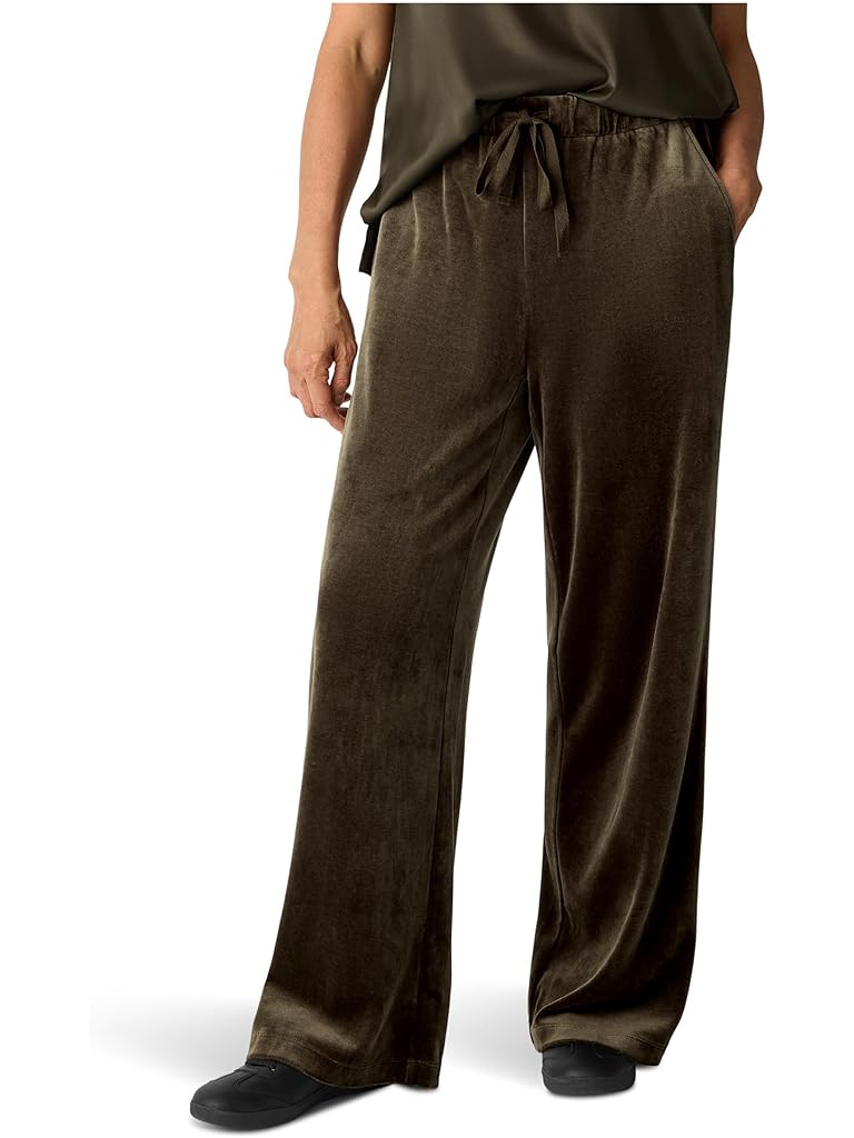 Gray Eileen Fisher Cozy Velour Knit Wide Full Length Pant
